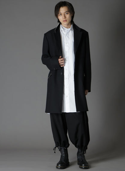 WOOL/NYLON FLANNEL TRIMMED LONG JACKET