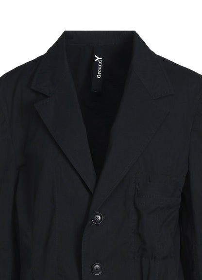 COTTON/NYLON OXFORD LONG JACKET WITH FULLED WOOL GAUZE POCKETS