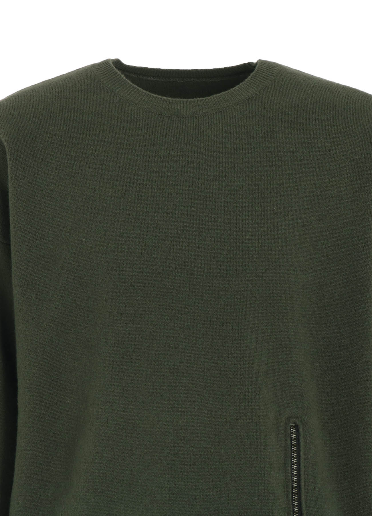 CASHMERE/EXTRA SUPER FINE WOOL ZIPPER CREW NECK KNIT