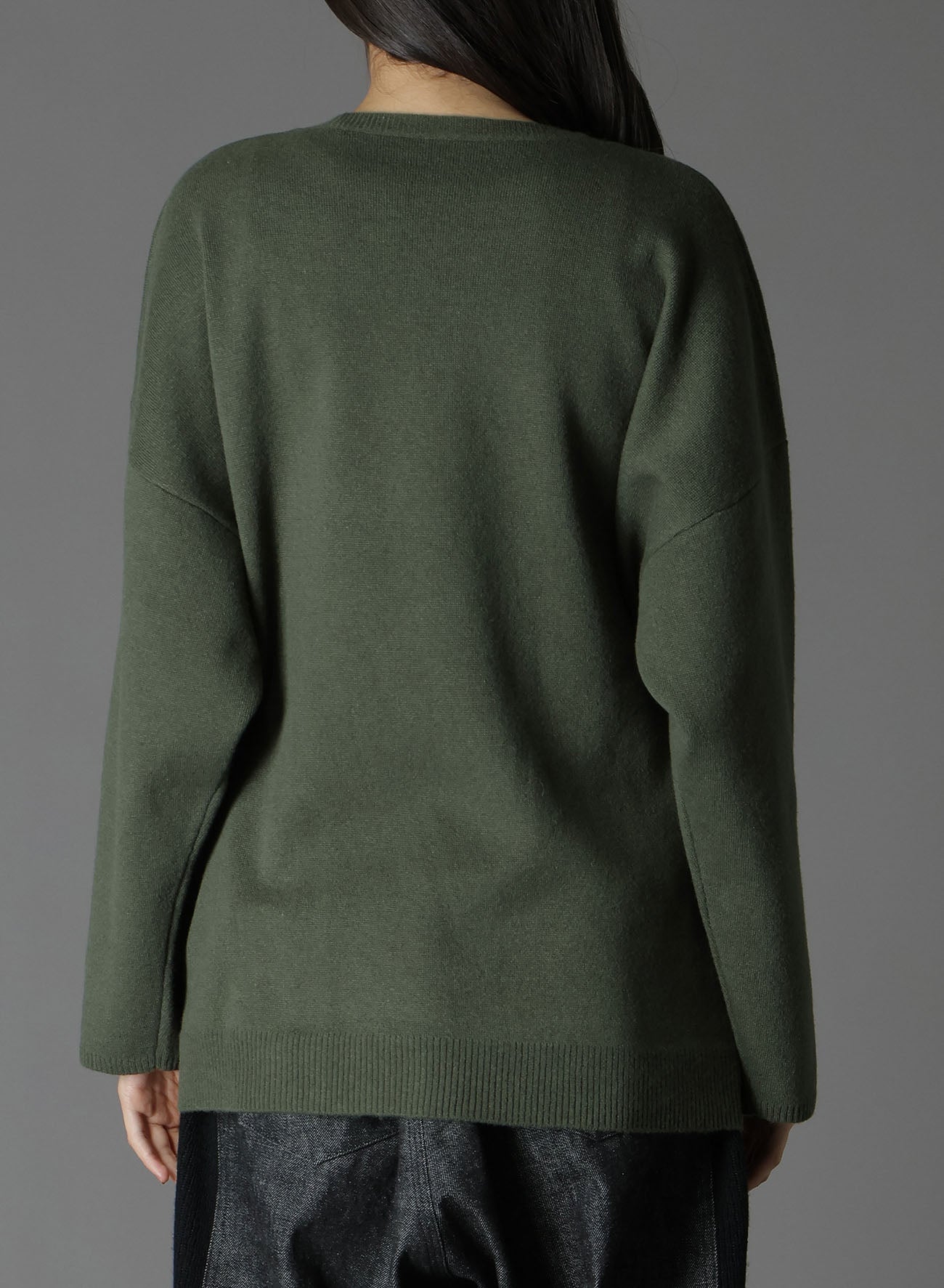 CASHMERE/EXTRA SUPER FINE WOOL ZIPPER CREW NECK KNIT