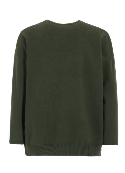 CASHMERE/EXTRA SUPER FINE WOOL ZIPPER CREW NECK KNIT