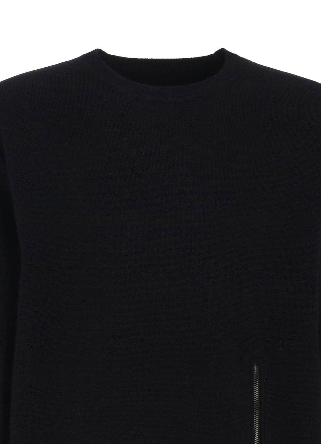 CASHMERE/EXTRA SUPER FINE WOOL ZIPPER CREW NECK KNIT