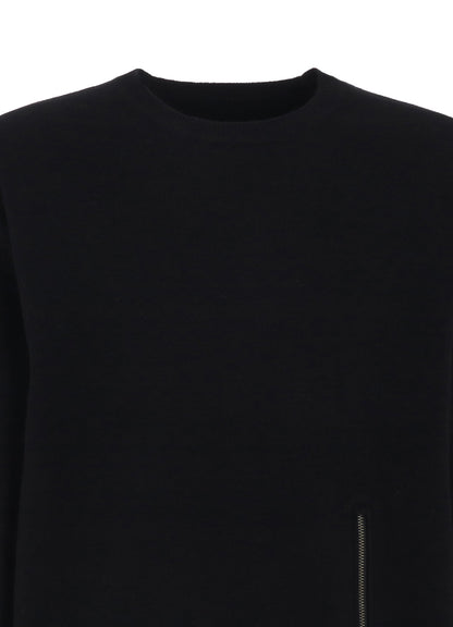 CASHMERE/EXTRA SUPER FINE WOOL ZIPPER CREW NECK KNIT