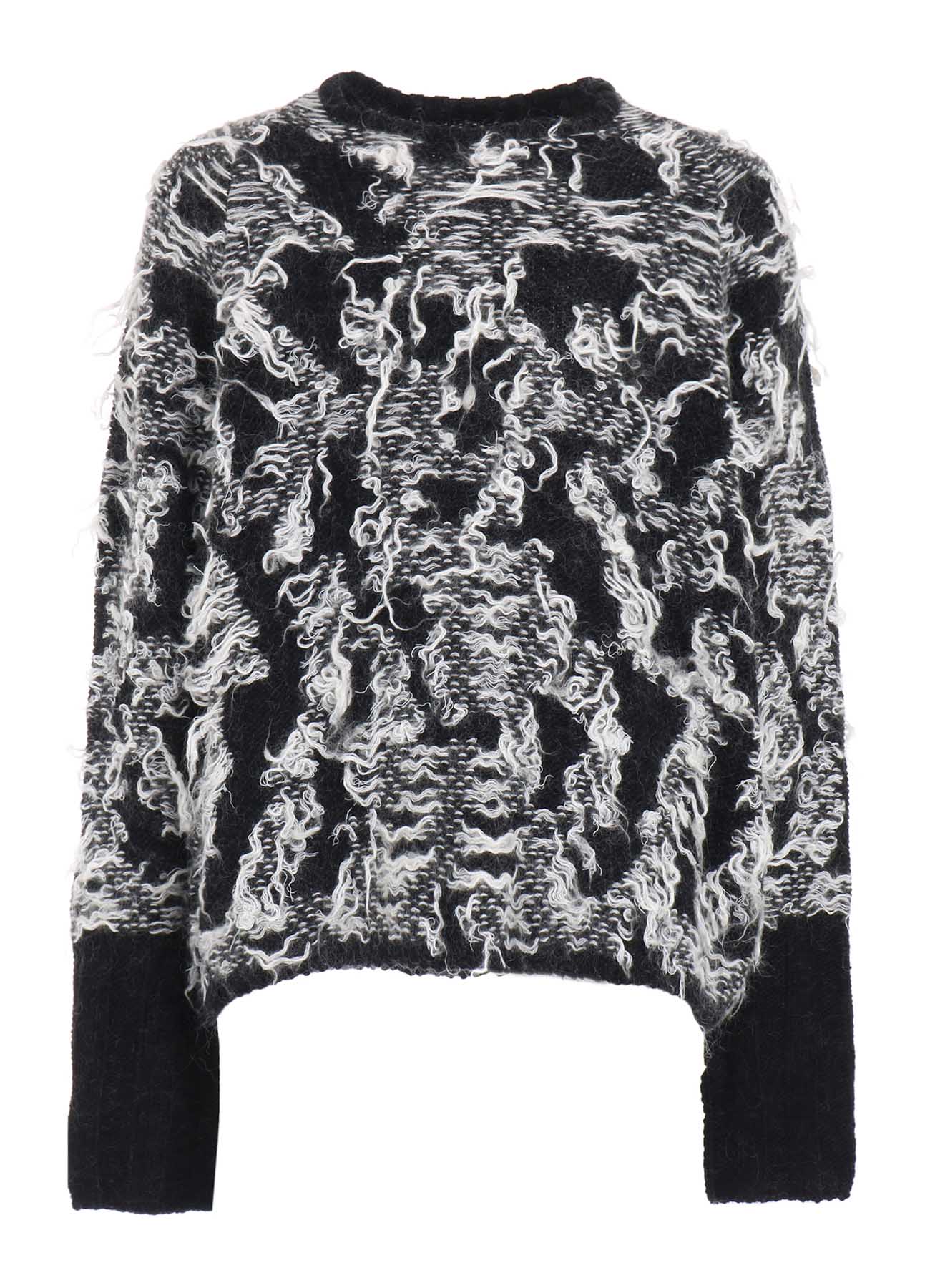 MOHAIR JACQUARD CREW NECK RAGLAN KNIT