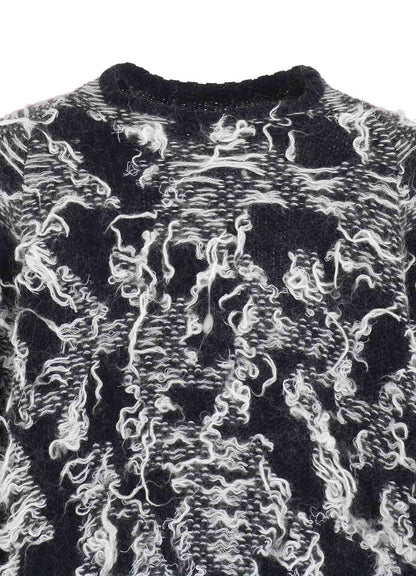 MOHAIR JACQUARD CREW NECK RAGLAN KNIT