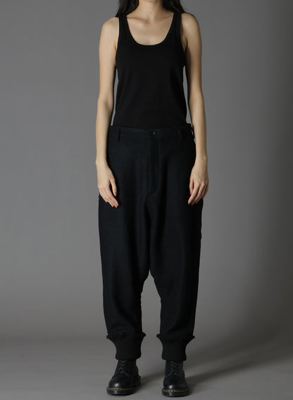 WOOL COMPRESSED BOUCLE RIBBED HEM PANTS