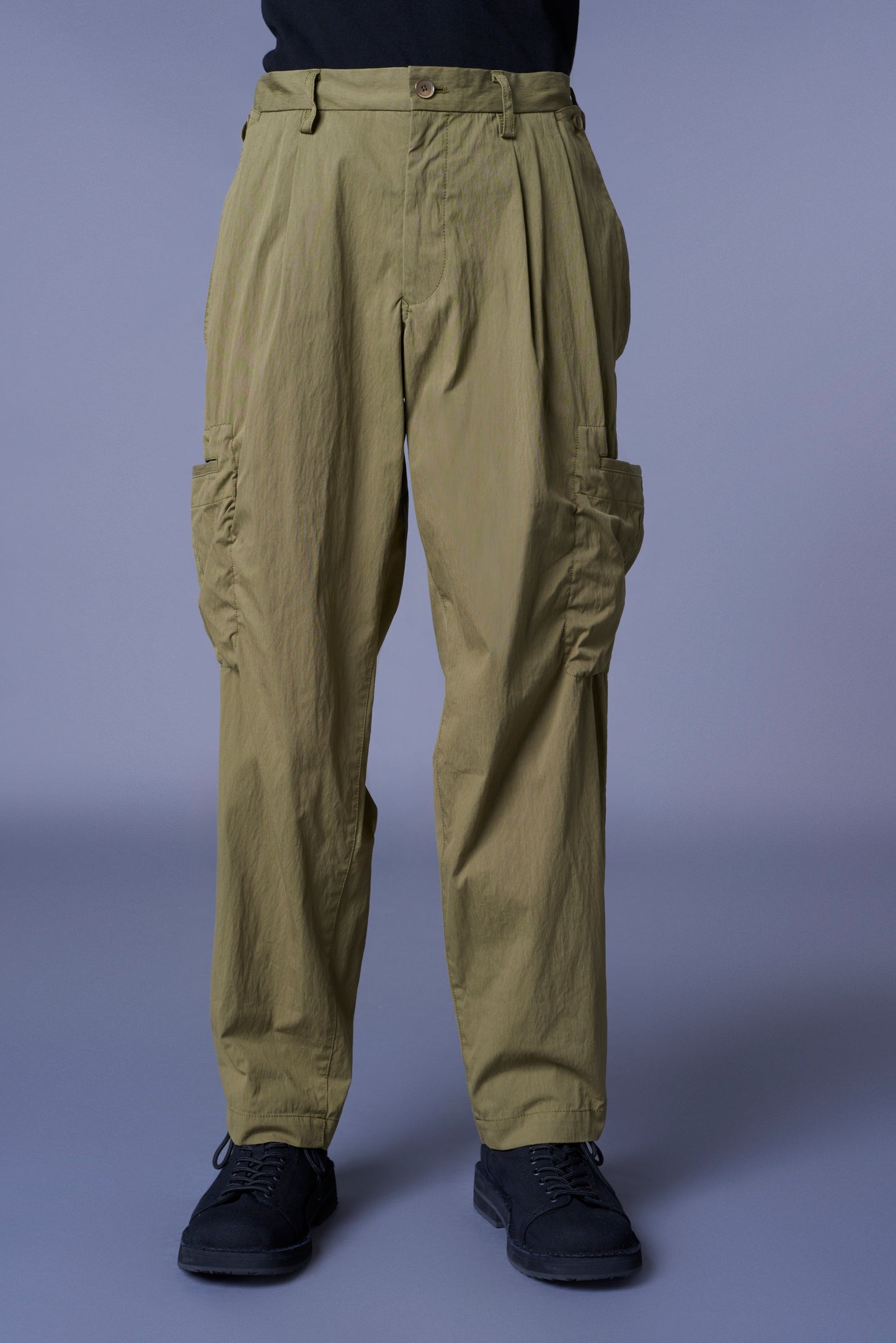 COTTON/NYLON OXFORD PANTS WITH FULLED WOOL GAUZE POCKETS