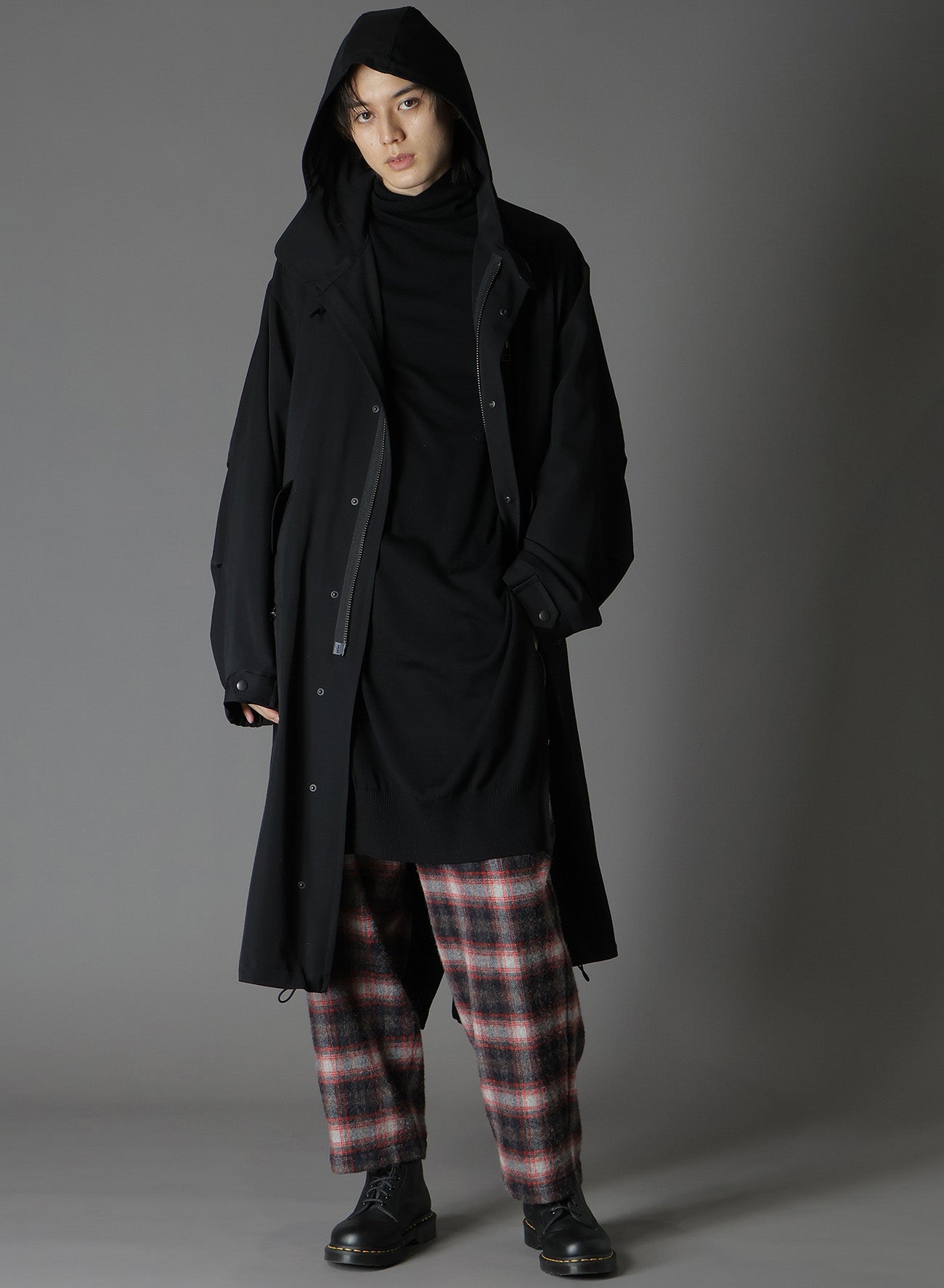 CHECKED SHAGGY WOOL ZIPPER POCKET PANTS