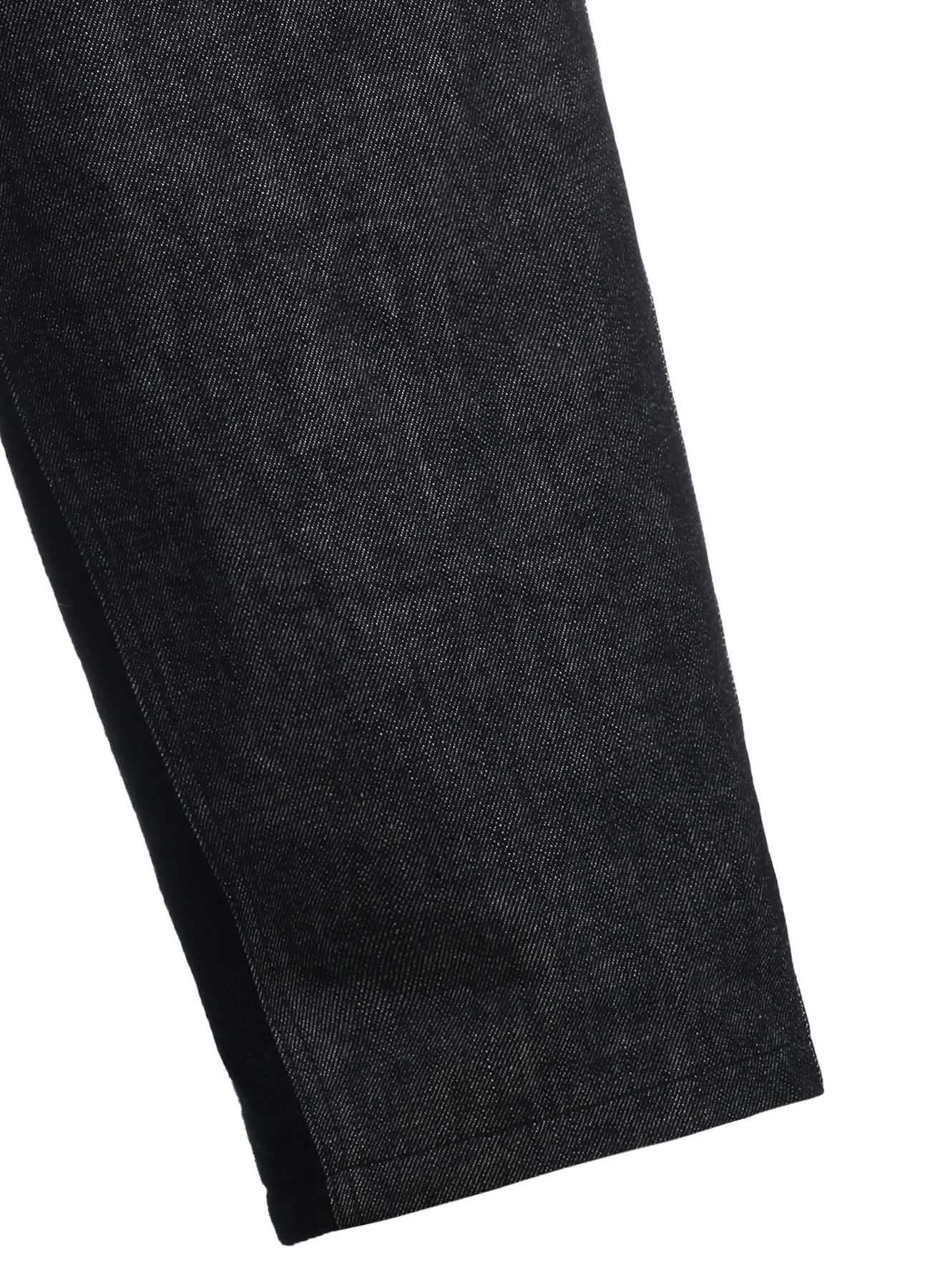 BLACK DENIM +WOOL JERSEY RIB WAIST STRING PANTS