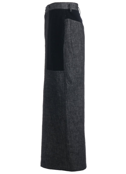 BLACK DENIM +WOOL JERSEY RIB TIGHT SKIRTS