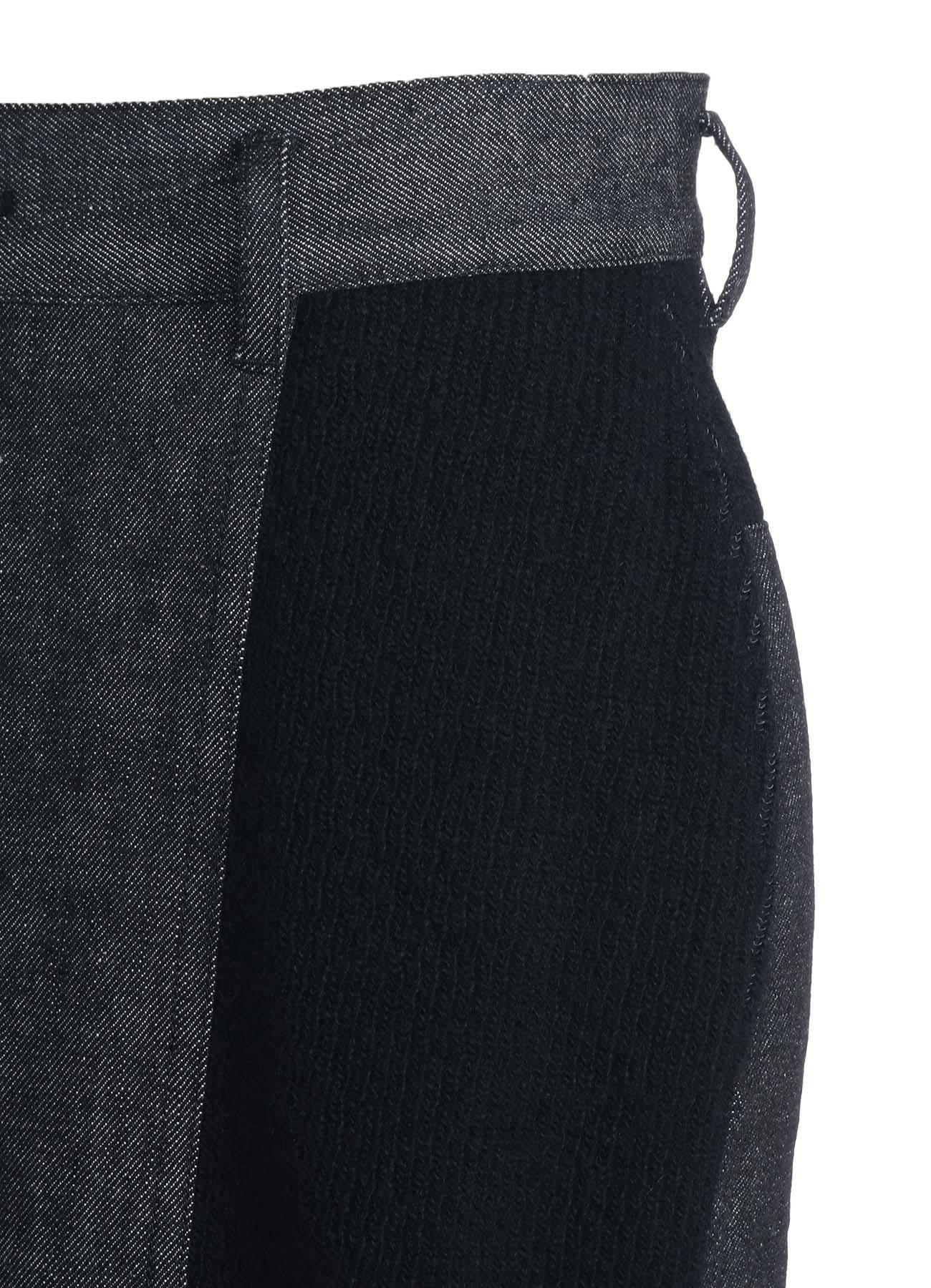 BLACK DENIM +WOOL JERSEY RIB TIGHT SKIRTS