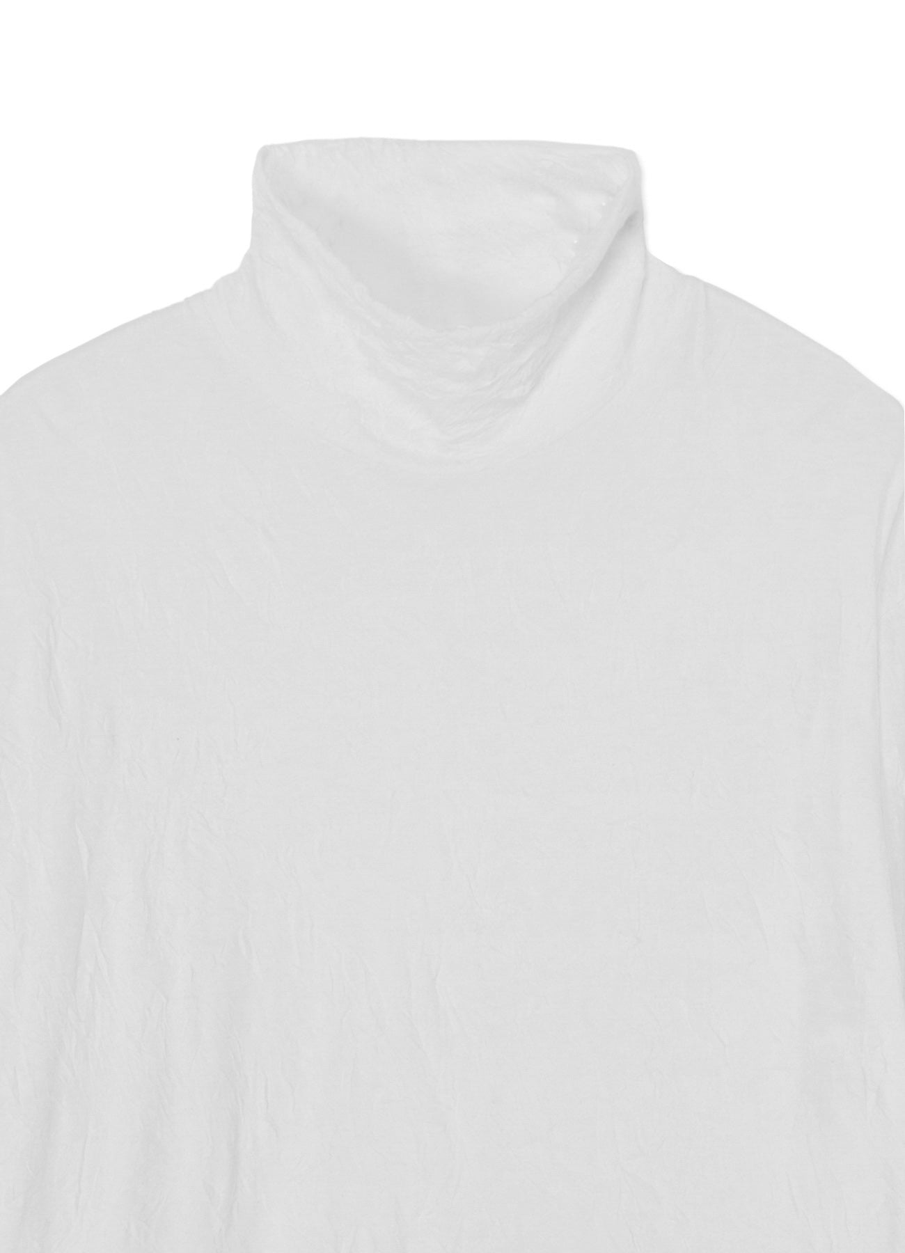 WRINKLED PLAIN STITCH RIGHT-BUTTON OPEN TURTLENECK LONG-SLEEVED T-SHIRT