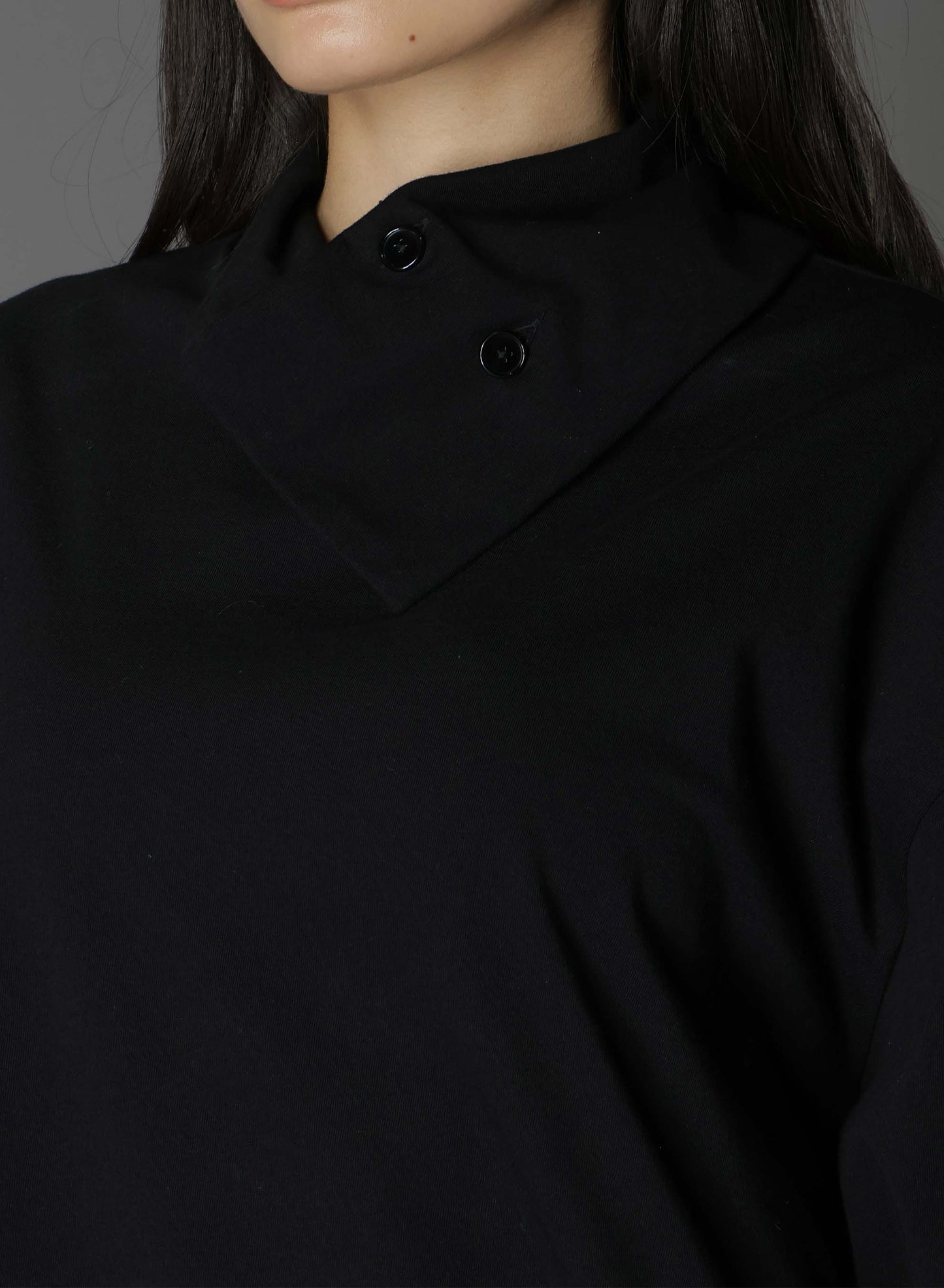 ULTIMA JERSEY ASYMMETRY COLLAR LONG SLEEVE T-SHIRT