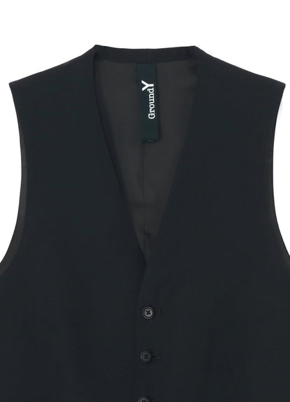 WOOL GABARDINE ZIPPER POCKET VEST