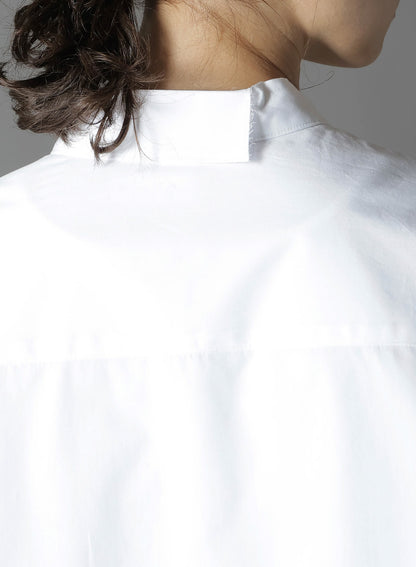 COTTON BROADCLOTH COLLAR CUT-OFF SHIRT