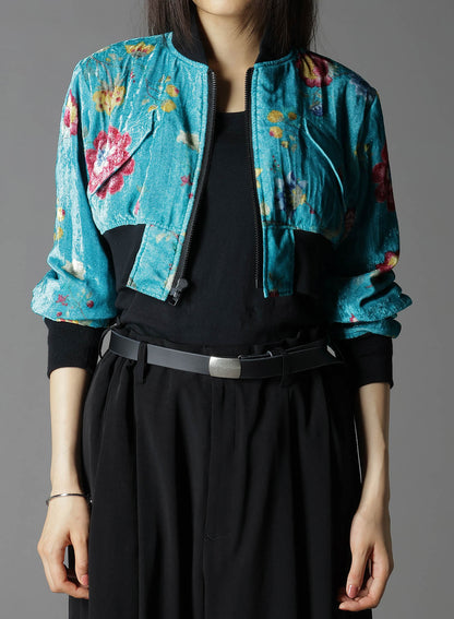 【1/17 10:00(JST) Release】RAYON VELVET CHINESE FLOWER+NY SWITCHING MATERIAL SHORT JACKET