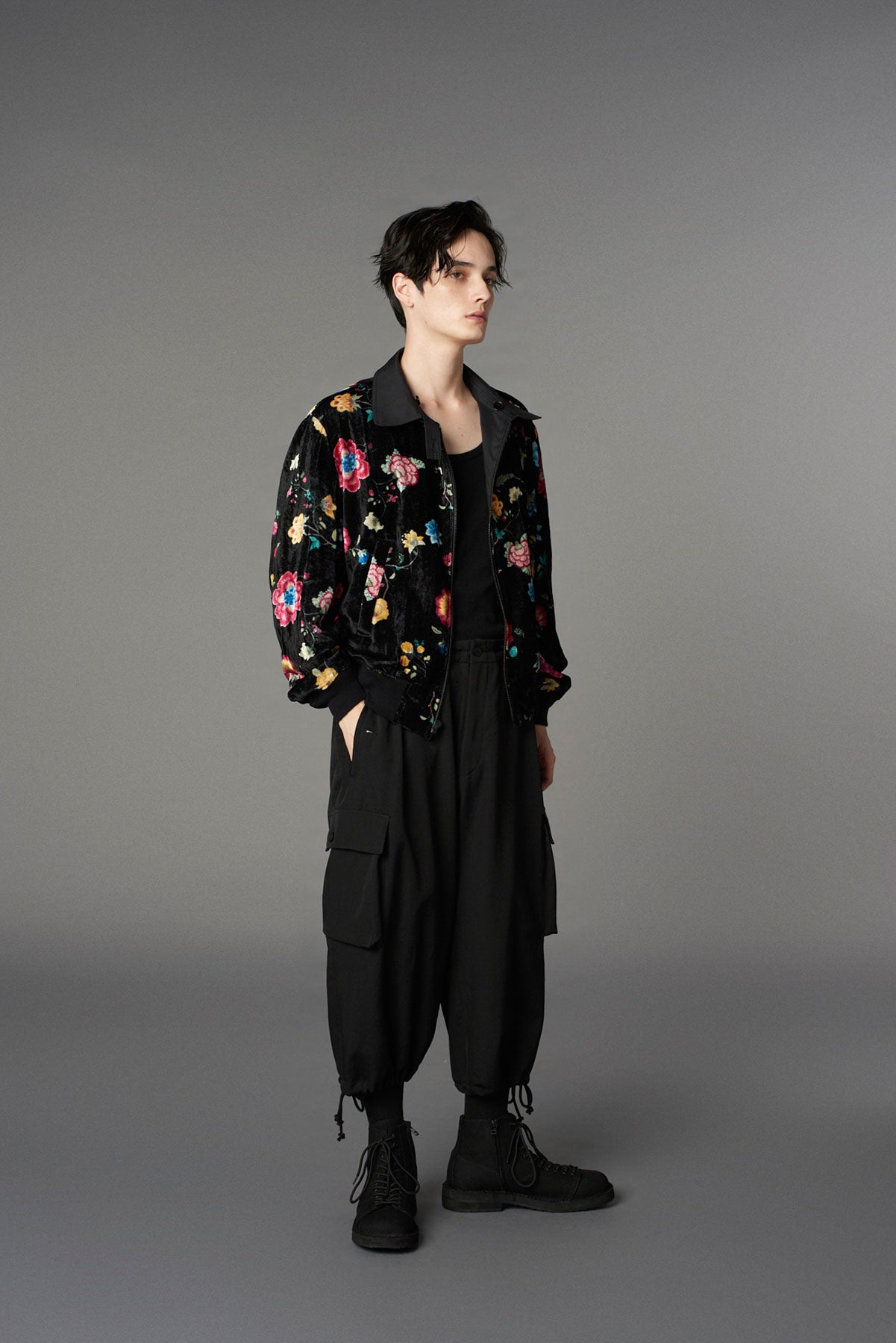 【1/17 10:00(JST) Release】RAYON VELVET CHINESE FLOWER+NY SWITCHING MATERIAL BLOUSON