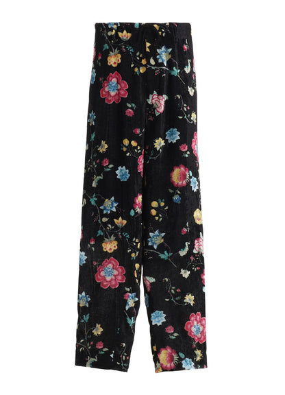 【1/17 10:00(JST) Release】RAYON VELVET PRINT CHINESE FLOWER WAIST DRAWSTRING PANTS