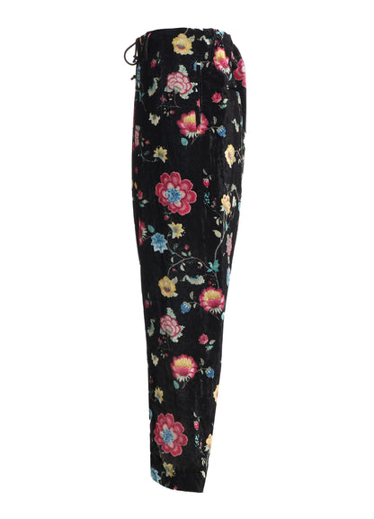 【1/17 10:00(JST) Release】RAYON VELVET PRINT CHINESE FLOWER WAIST DRAWSTRING PANTS