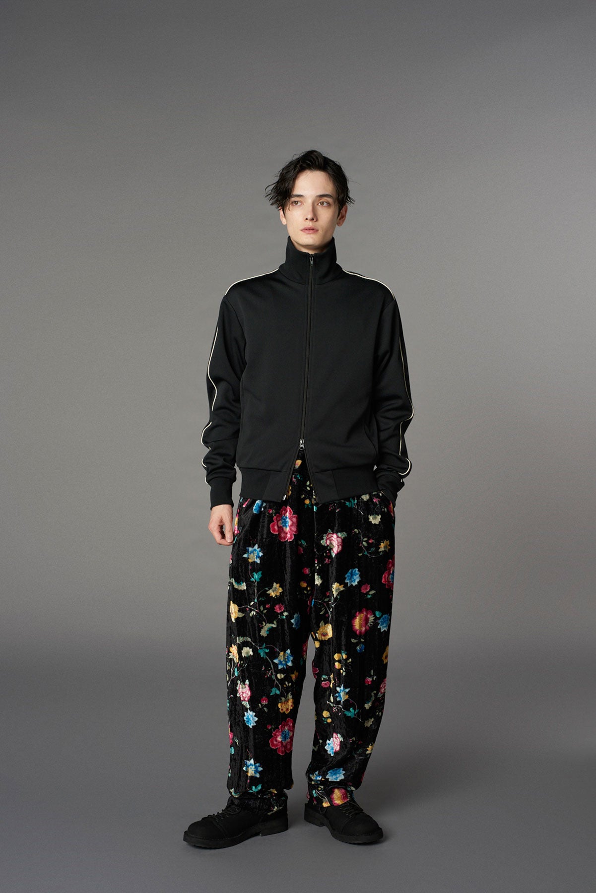 【1/17 10:00(JST) Release】RAYON VELVET PRINT CHINESE FLOWER WAIST DRAWSTRING PANTS