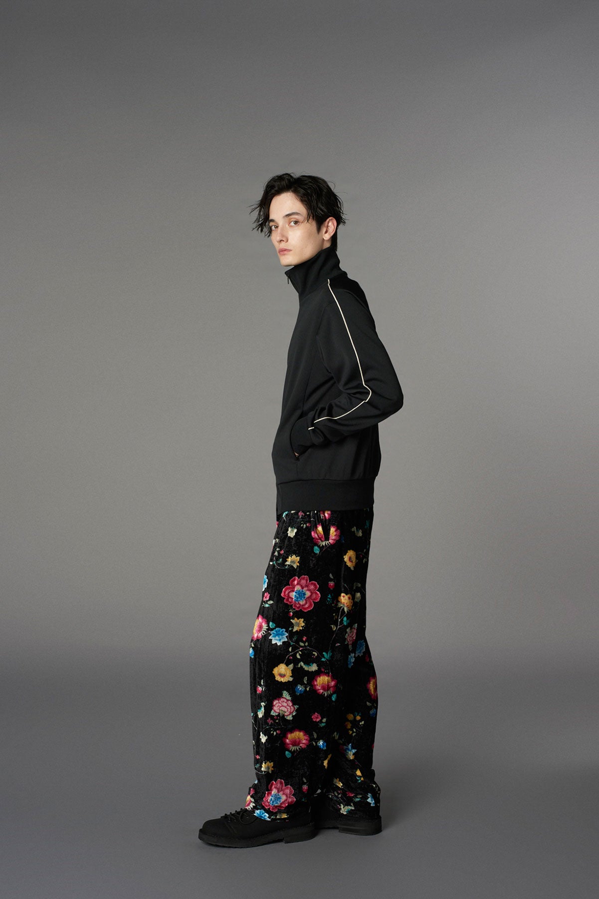 【1/17 10:00(JST) Release】RAYON VELVET PRINT CHINESE FLOWER WAIST DRAWSTRING PANTS