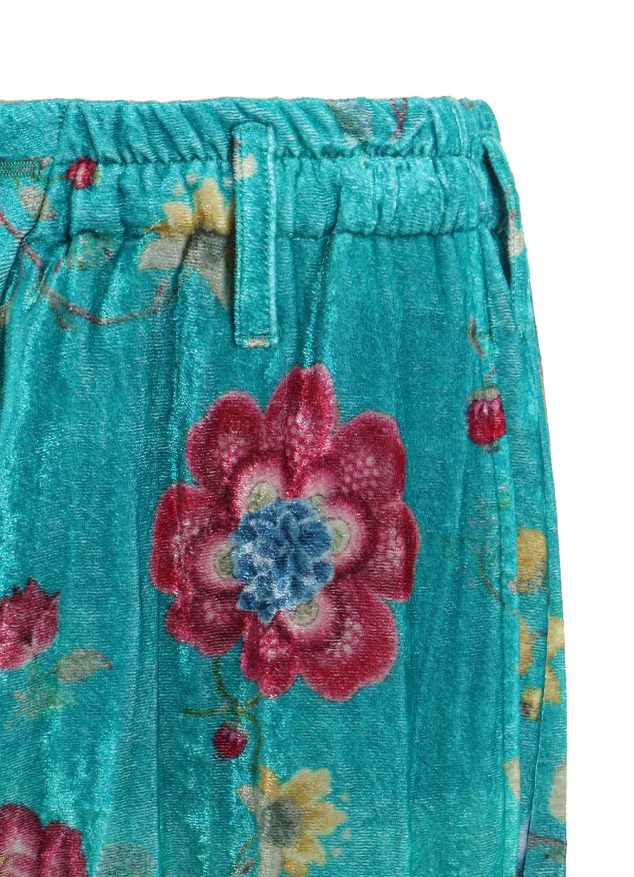 【1/17 10:00(JST) Release】RAYON VELVET PRINT CHINESE FLOWER INSEAM BUTTON SAROUEL PANTS