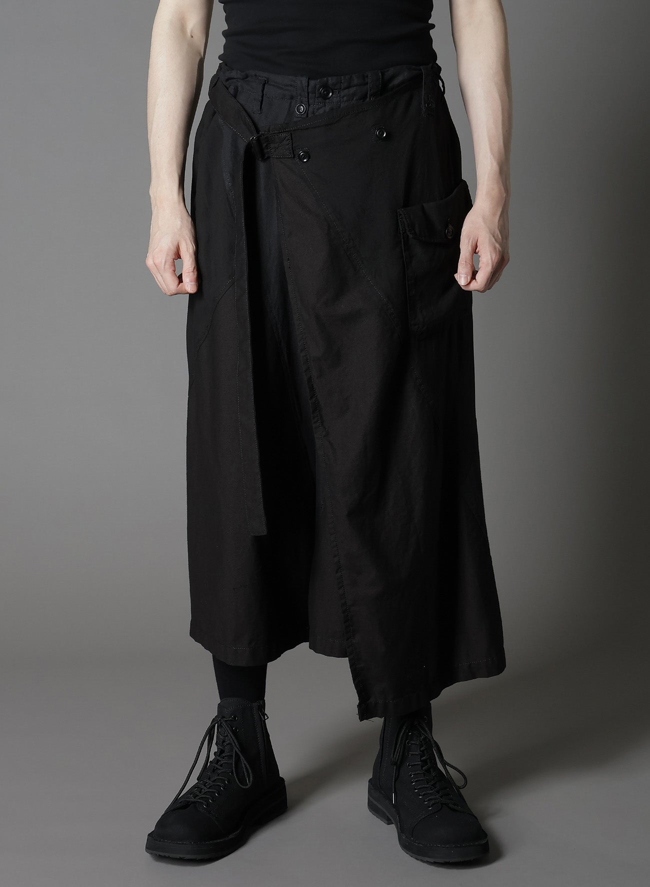 【1/17 10:00(JST) Release】CUBISM PATCHWORK  PRODUCT DYED  WRAP SKIRT PANTS