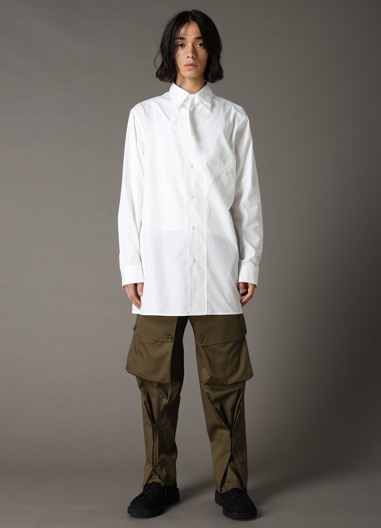 COTTON BROAD CURVED FRONT PANEL SHIRT – THE SHOP YOHJI YAMAMOTO