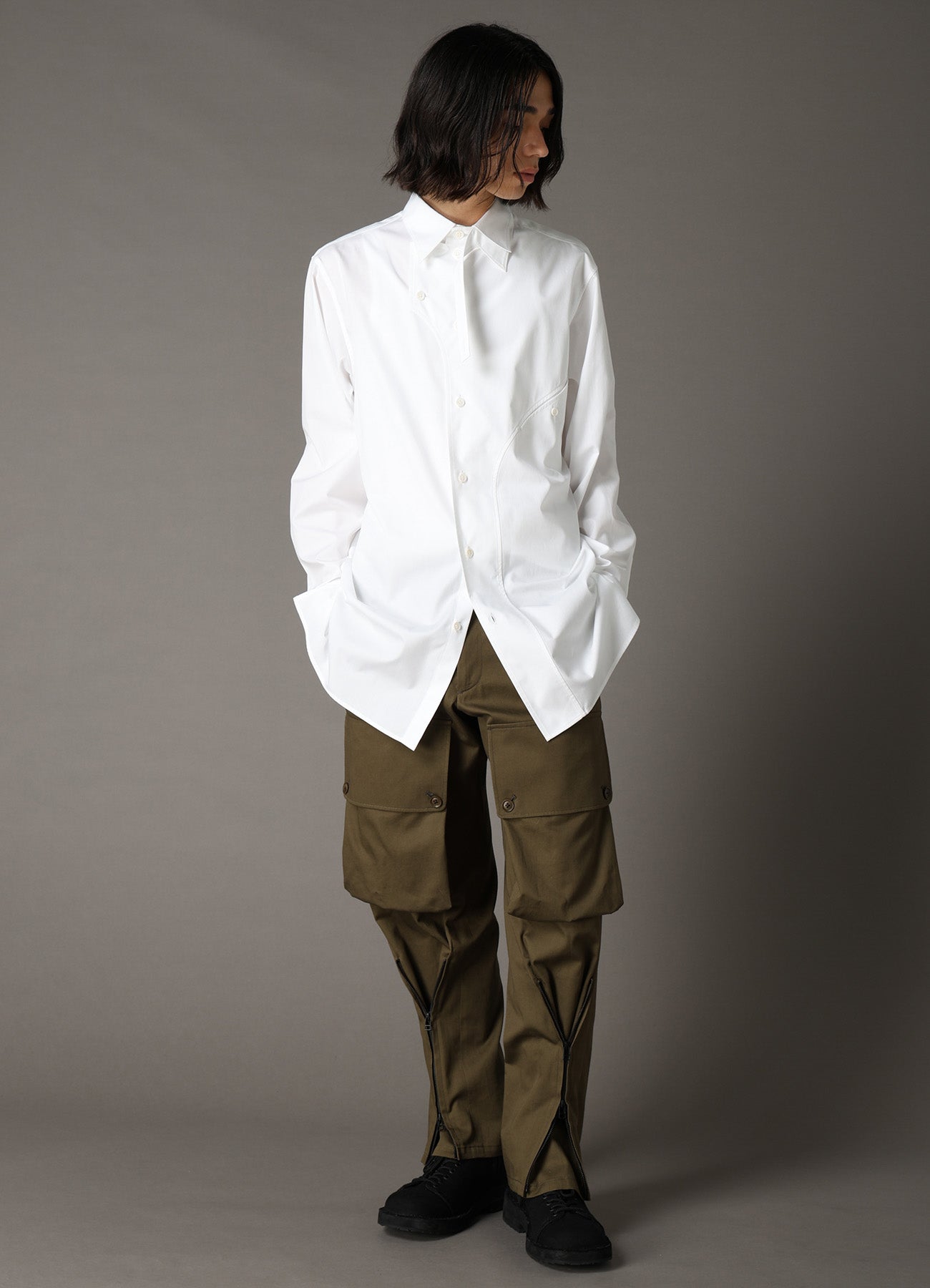 COTTON BROAD CURVED FRONT PANEL SHIRT