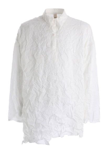 CRUSHED FABRIC DATCHED DOLMAN SHIRT