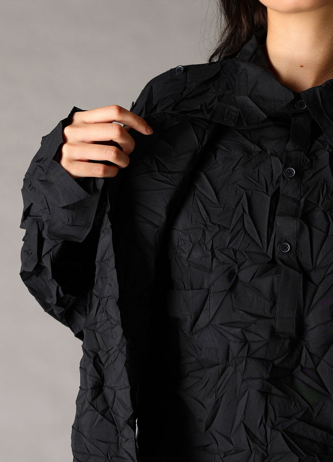 CRUSHED FABRIC DATCHED DOLMAN SHIRT – THE SHOP YOHJI YAMAMOTO