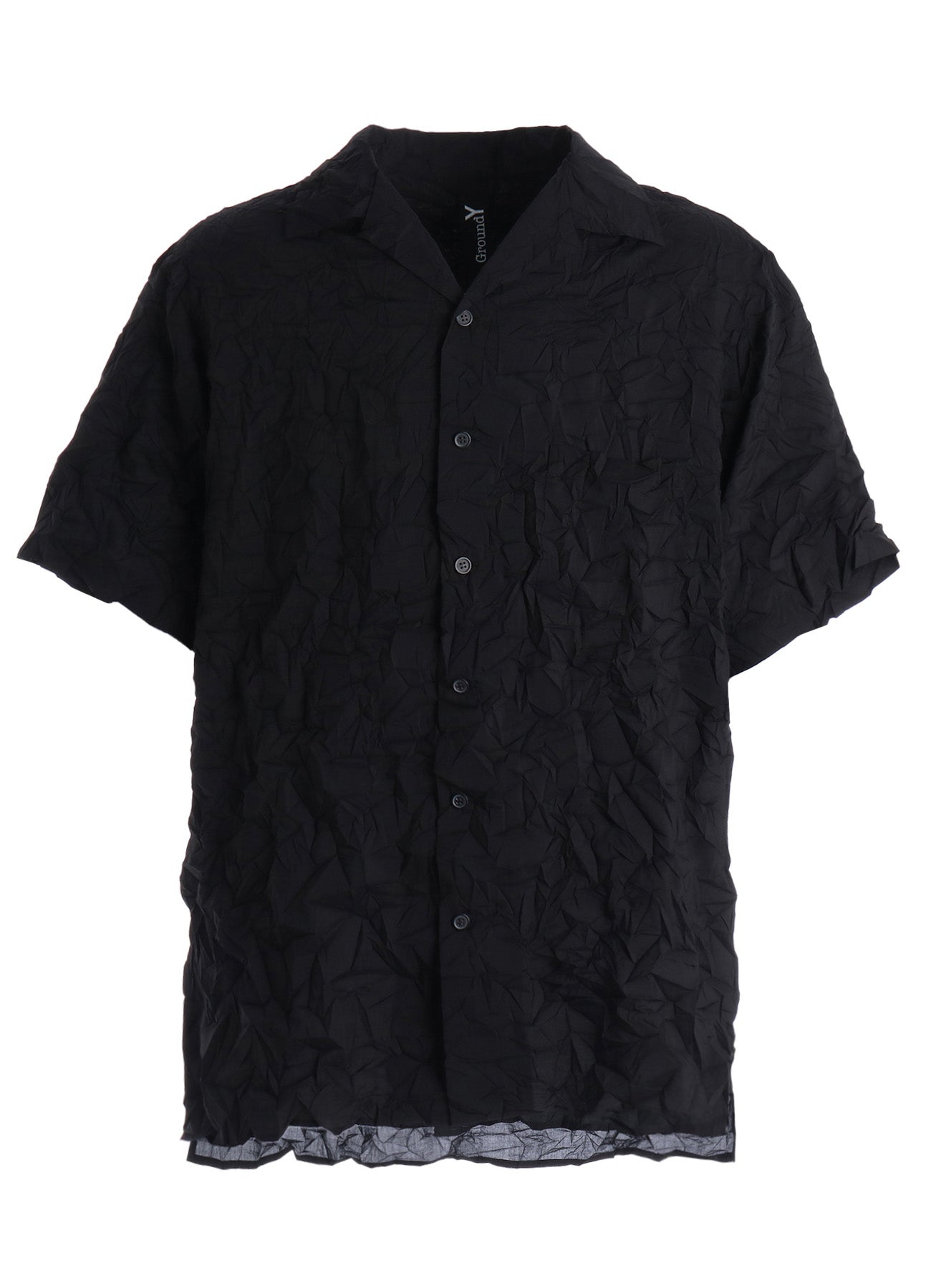 CRUSHED FABRIC OPEN COLLAR BACK GATHER SHIRT – THE SHOP YOHJI YAMAMOTO