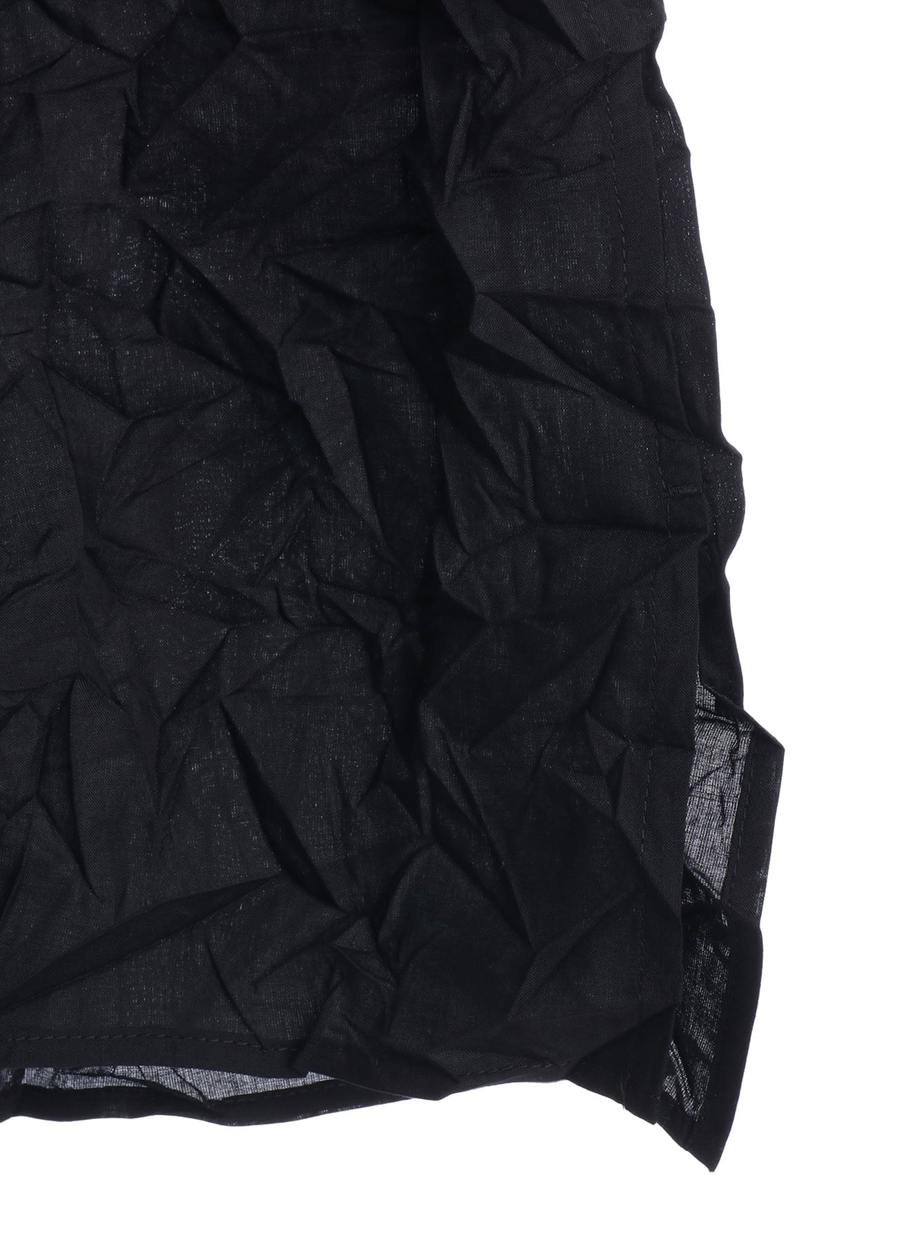 CRUSHED FABRIC STAND COLLAR BACK GATHER SHIRT