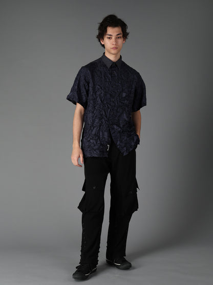 CRUSHED FABRIC SHORT SLEEVE SHIRT