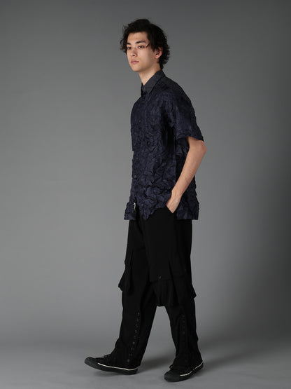 CRUSHED FABRIC SHORT SLEEVE SHIRT