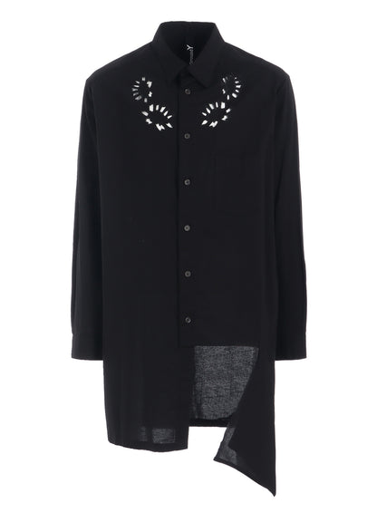 ASYMMETRIC CUTWORK EMBROIDERY LIGHT TWILL SHIRT