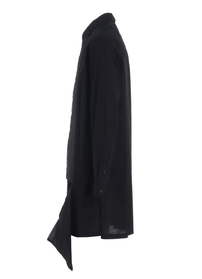 ASYMMETRIC CUTWORK EMBROIDERY LIGHT TWILL SHIRT