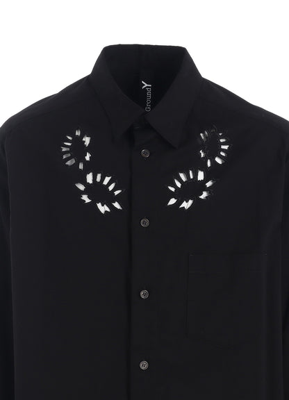 ASYMMETRIC CUTWORK EMBROIDERY LIGHT TWILL SHIRT