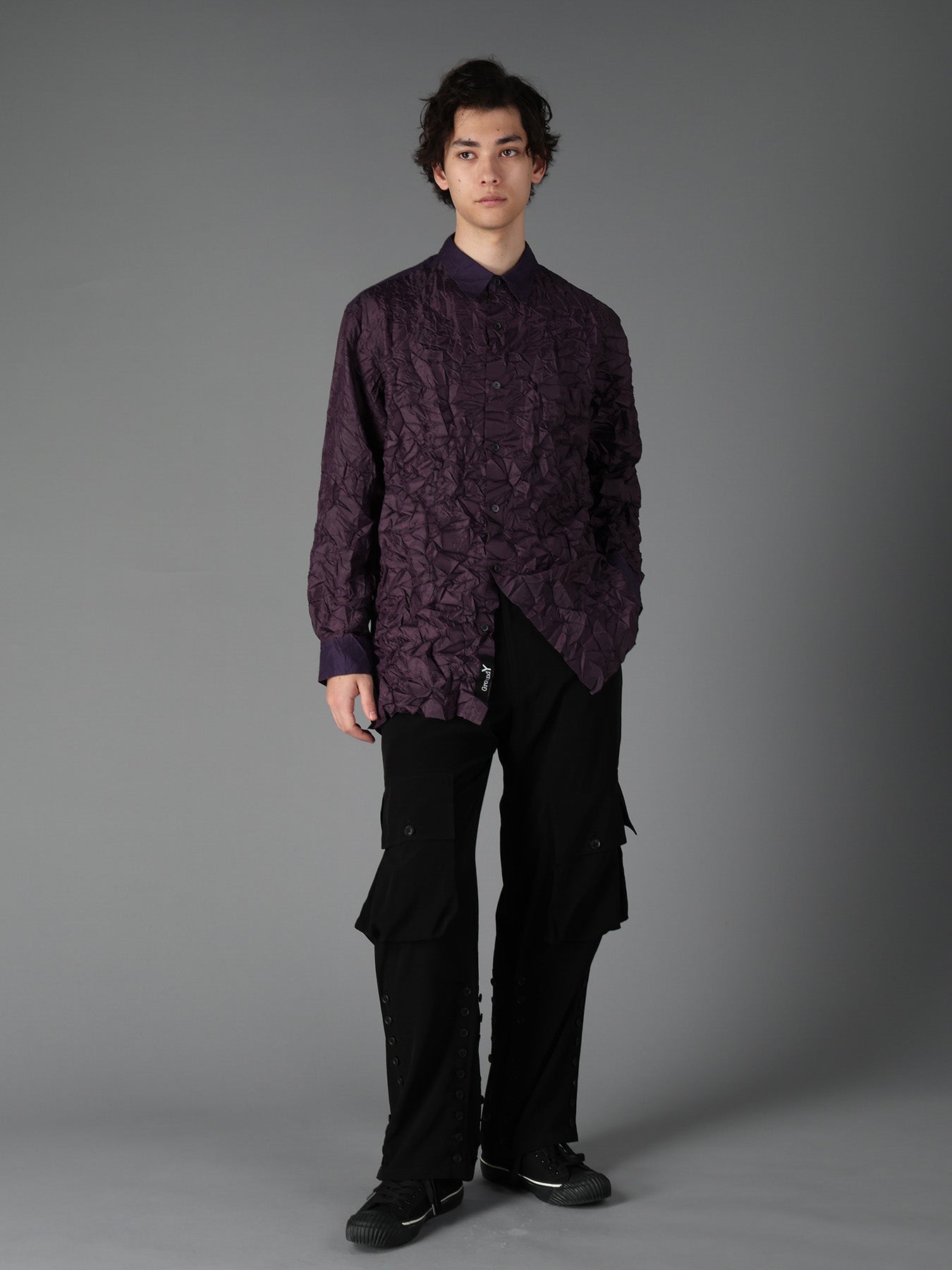 CRUSHED FABRIC LONG SLEEVE SHIRT