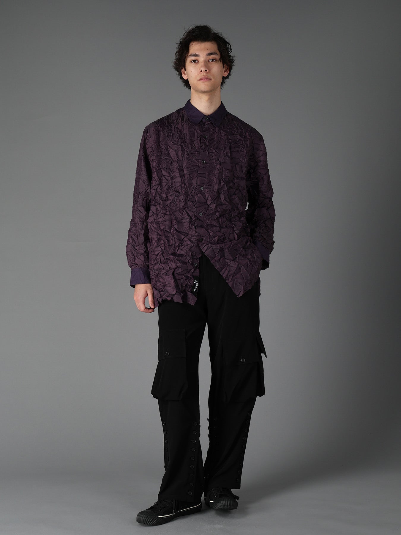 CRUSHED FABRIC LONG SLEEVE SHIRT