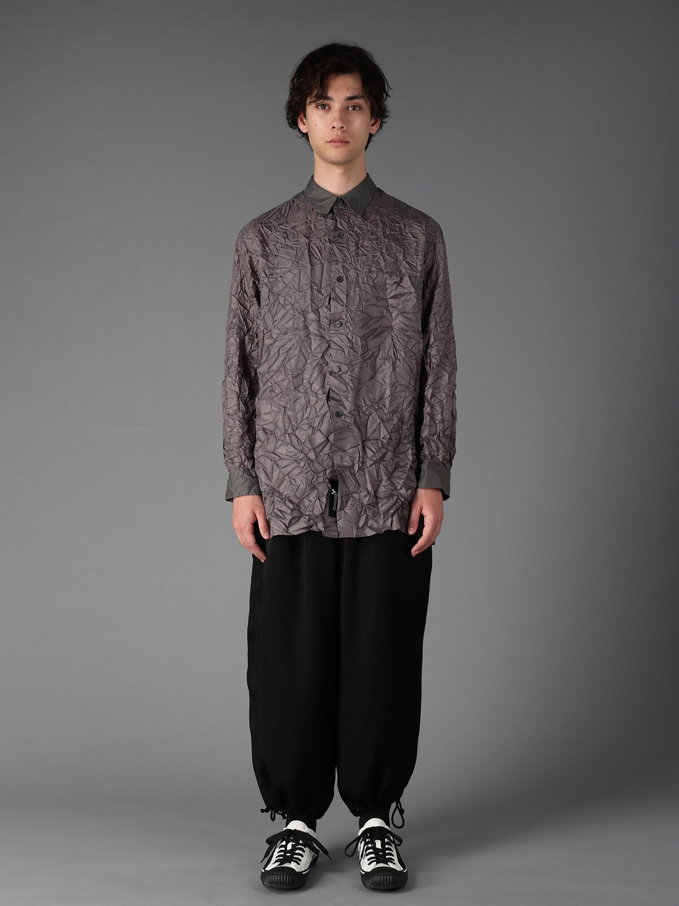 CRUSHED FABRIC LONG SLEEVE SHIRT