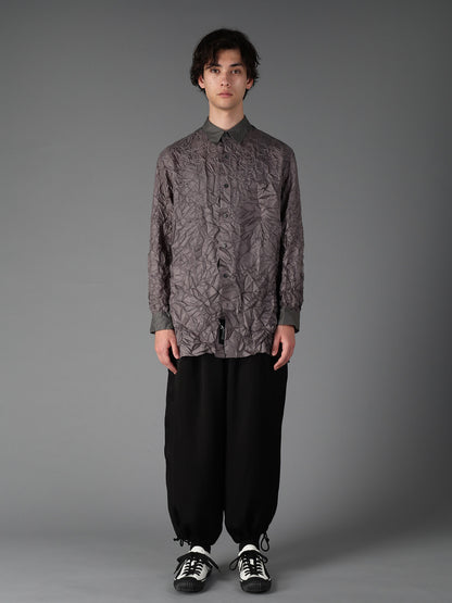 CRUSHED FABRIC LONG SLEEVE SHIRT