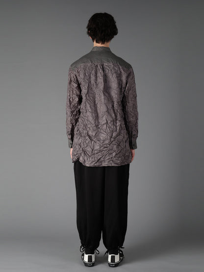 CRUSHED FABRIC LONG SLEEVE SHIRT