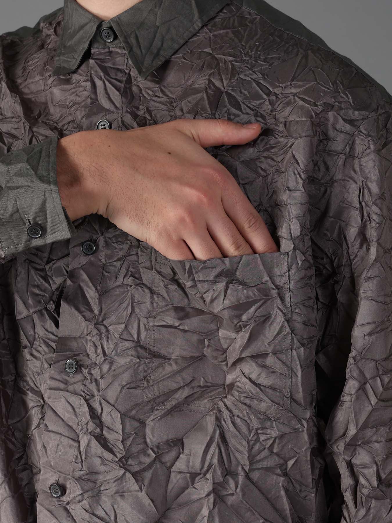 CRUSHED FABRIC LONG SLEEVE SHIRT
