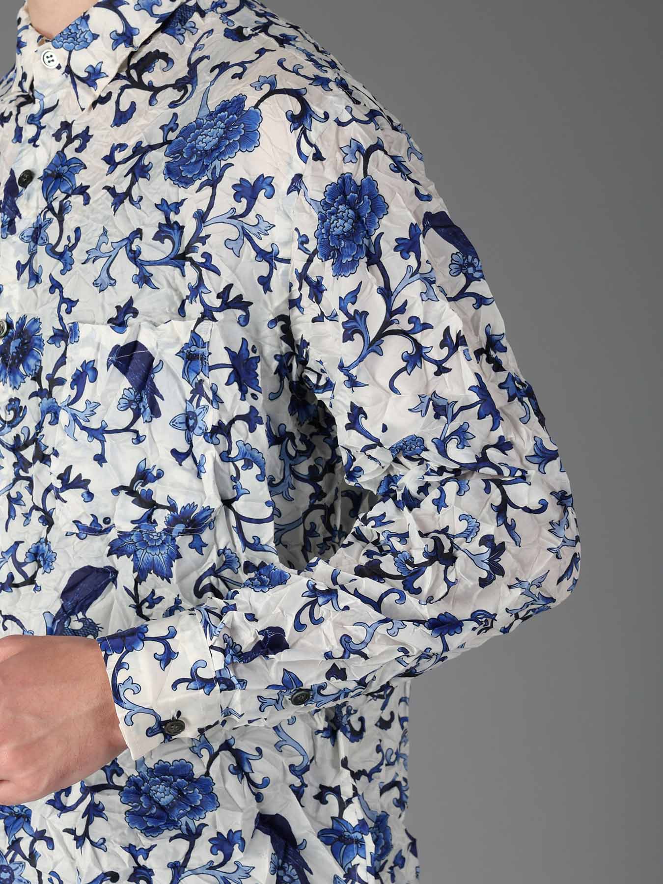 CRUSHED FABRIC BOTANICAL ARABESQUE PRINT SHIRT