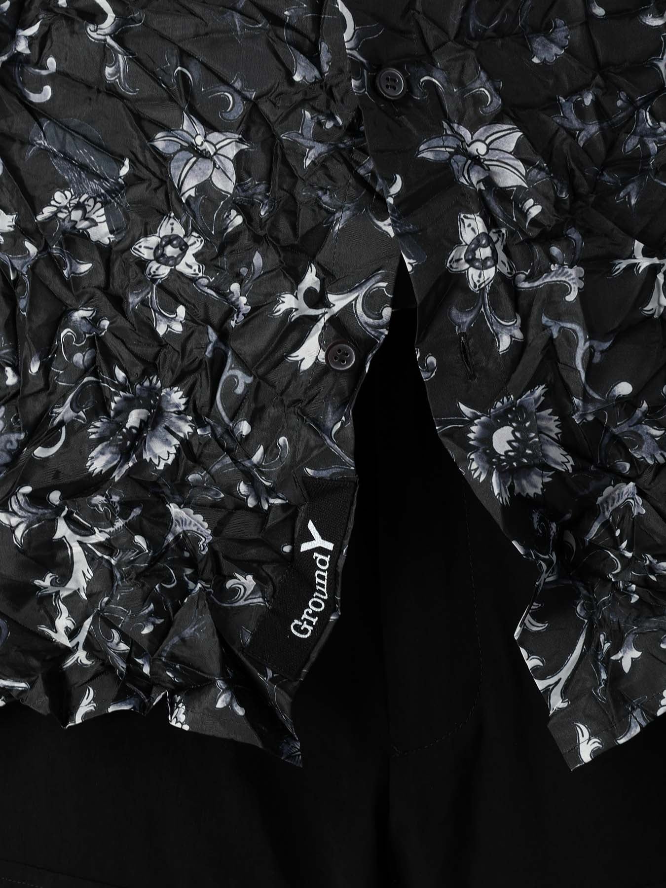 CRUSHED FABRIC BOTANICAL ARABESQUE PRINT SHIRT