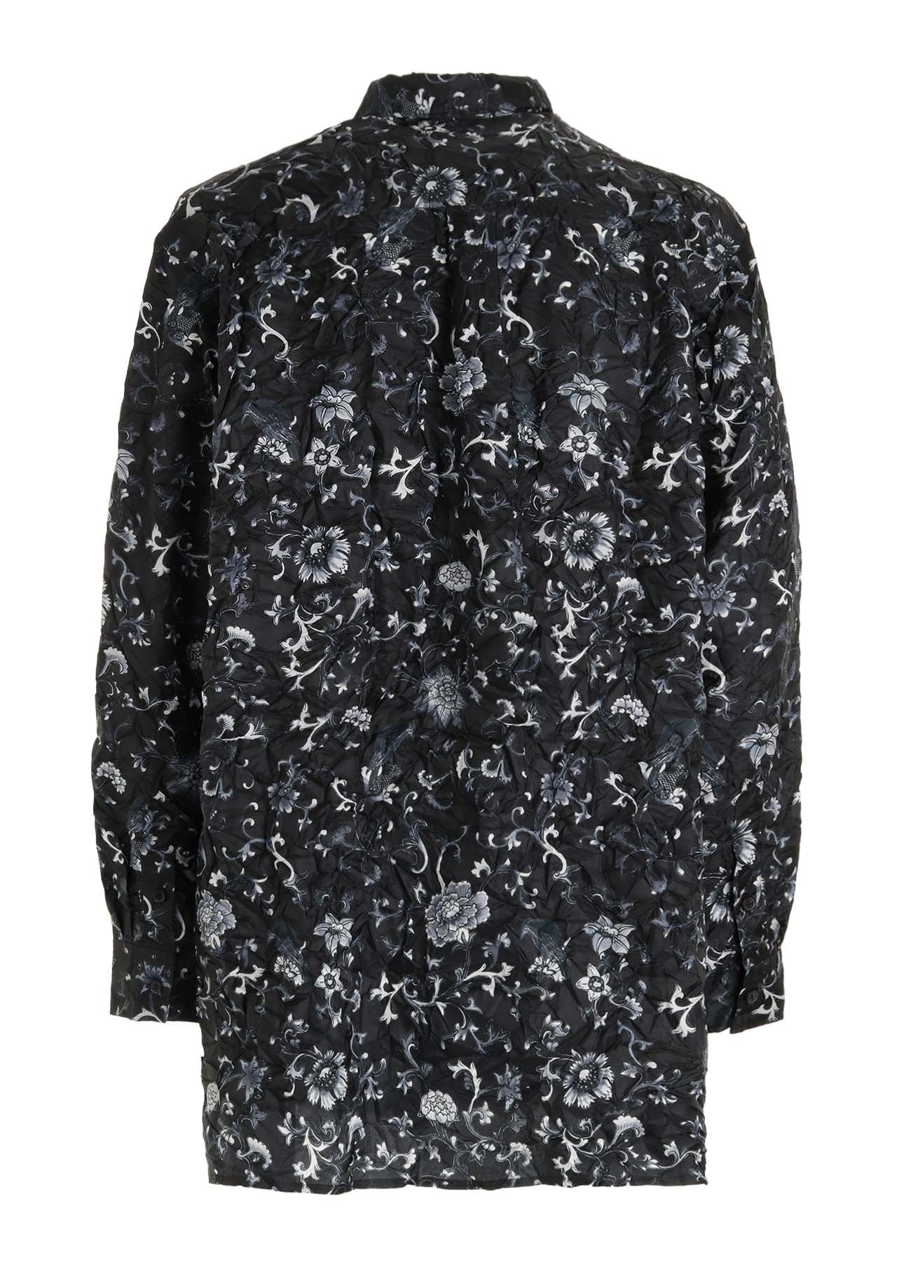 CRUSHED FABRIC BOTANICAL ARABESQUE PRINT SHIRT