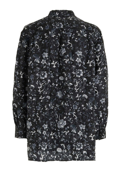 CRUSHED FABRIC BOTANICAL ARABESQUE PRINT SHIRT
