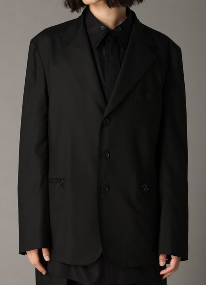 TR TWILL 3-BUTTON ZIP POCKET TAILORED JACKET