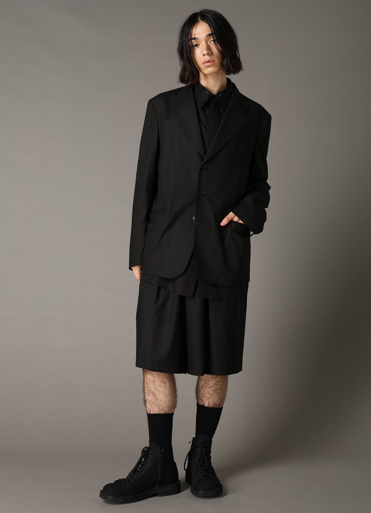 TR TWILL 3-BUTTON ZIP POCKET TAILORED JACKET